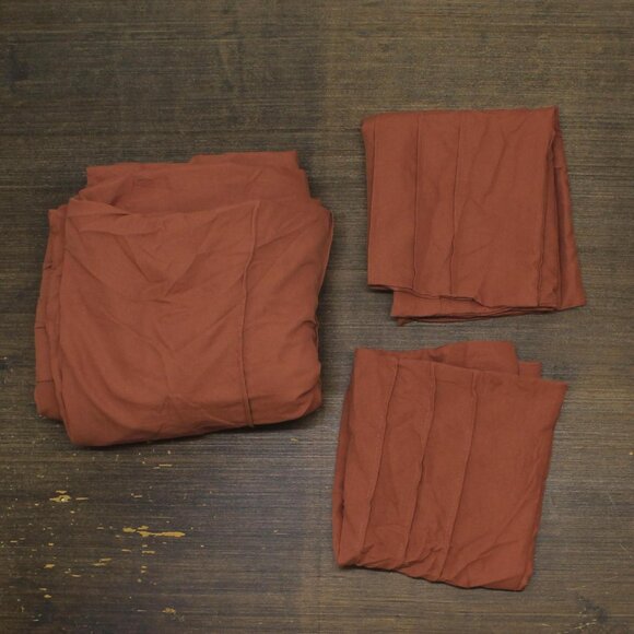 NEW 510 Design Soft Wash Pleated 3-Piece Duvet Cover Set Clay Orange Queen - Picture 5 of 7